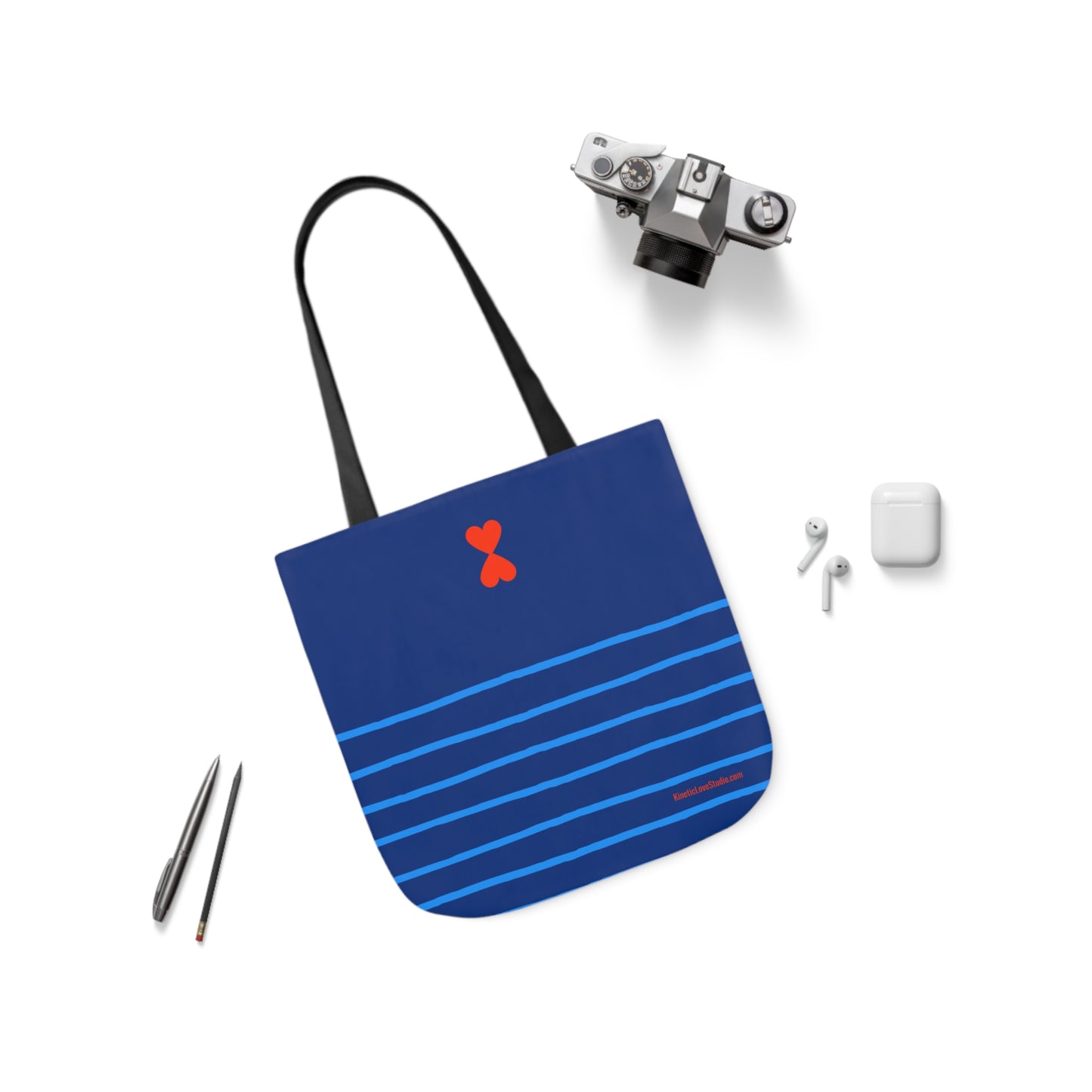 Canvas Tote Bag Navy - French Chic Blue Stripes Stylish Trendy Design