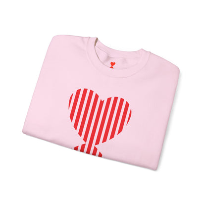 Red Striped Double Hearts Contemporary Design Unisex Sweatshirt - Signature Collection by Kinetic Love Studio