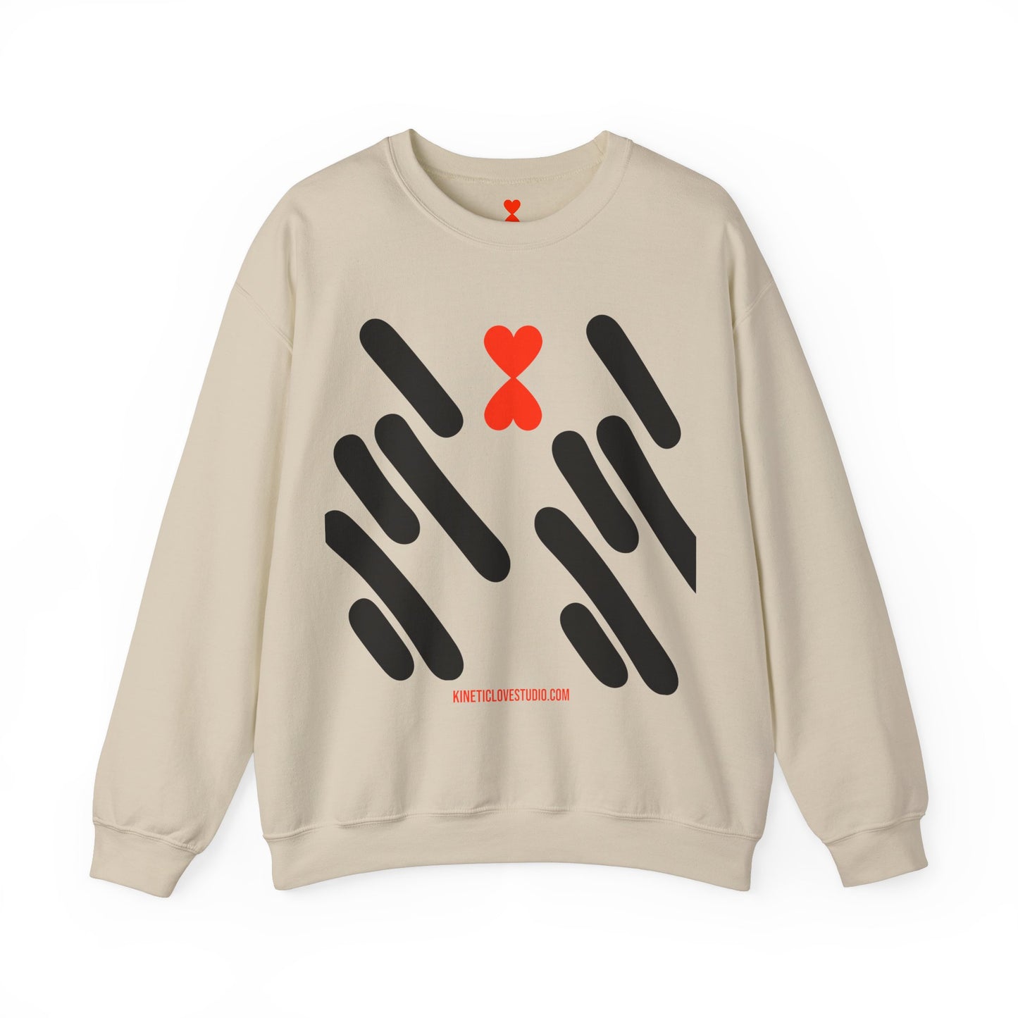 Abstract Stripes Red Heart Crewneck Sweatshirt