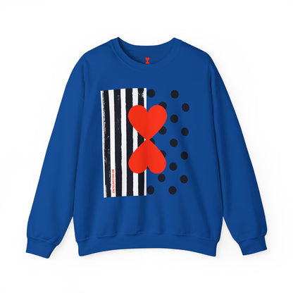 Dots & Stripes Red Heart Modern Design White Sweatshirt