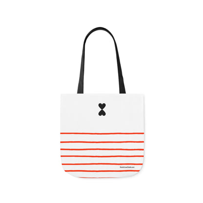 Canvas Tote Bag White Red Stripes - French Chic Stylish Trendy Design