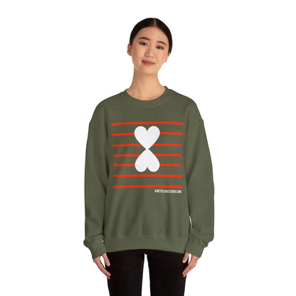 Red Stripes & Hearts Modern Design Unisex Sweatshirt - Signature Collection by Kinetic Love Studio