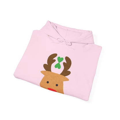 Christmas Reindeer Hoodie green heart