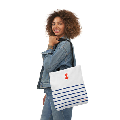 Canvas Tote Bag White Navy Stripes - French Chic Stylish Trendy Design