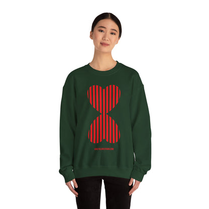 Paris Chic Red Striped Double Hearts Modern Design Khaki Green Unisex Sweatshirt - Signature Collection by Kinetic Love Studio