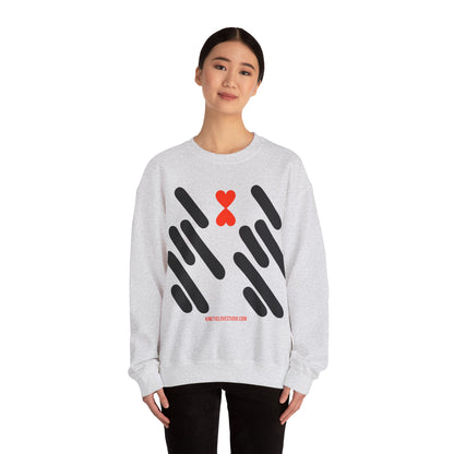 Abstract Stripes Red Heart Crewneck Sweatshirt