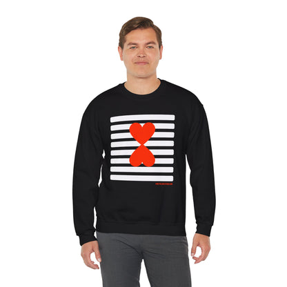 Holiday Edition Modern Couple Sweatshirt - White Stripes Red Hearts