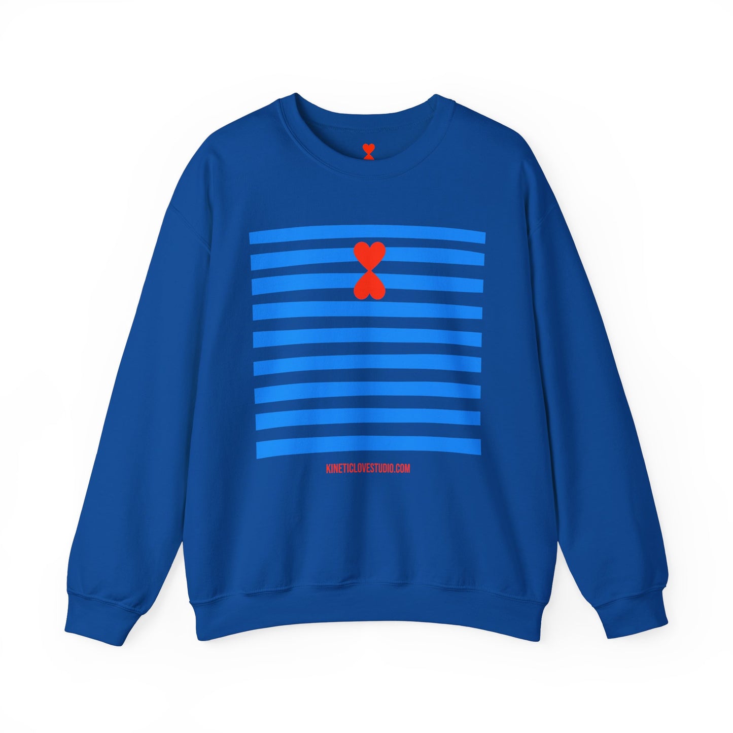 French Chic Crewneck Navy Sweatshirt - Blue Stripes Red Heart Contemporary Design