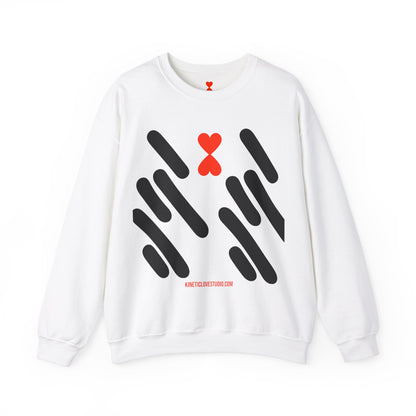 Abstract Stripes Red Heart Crewneck Sweatshirt