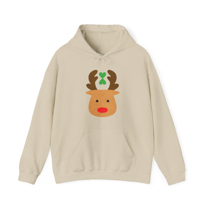 Christmas Reindeer Hoodie green heart