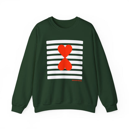 Holiday Edition Modern Couple Sweatshirt - White Stripes Red Hearts