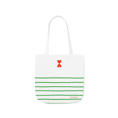 Canvas Tote Bag White Green Stripes - French Chic Stylish Trendy Design