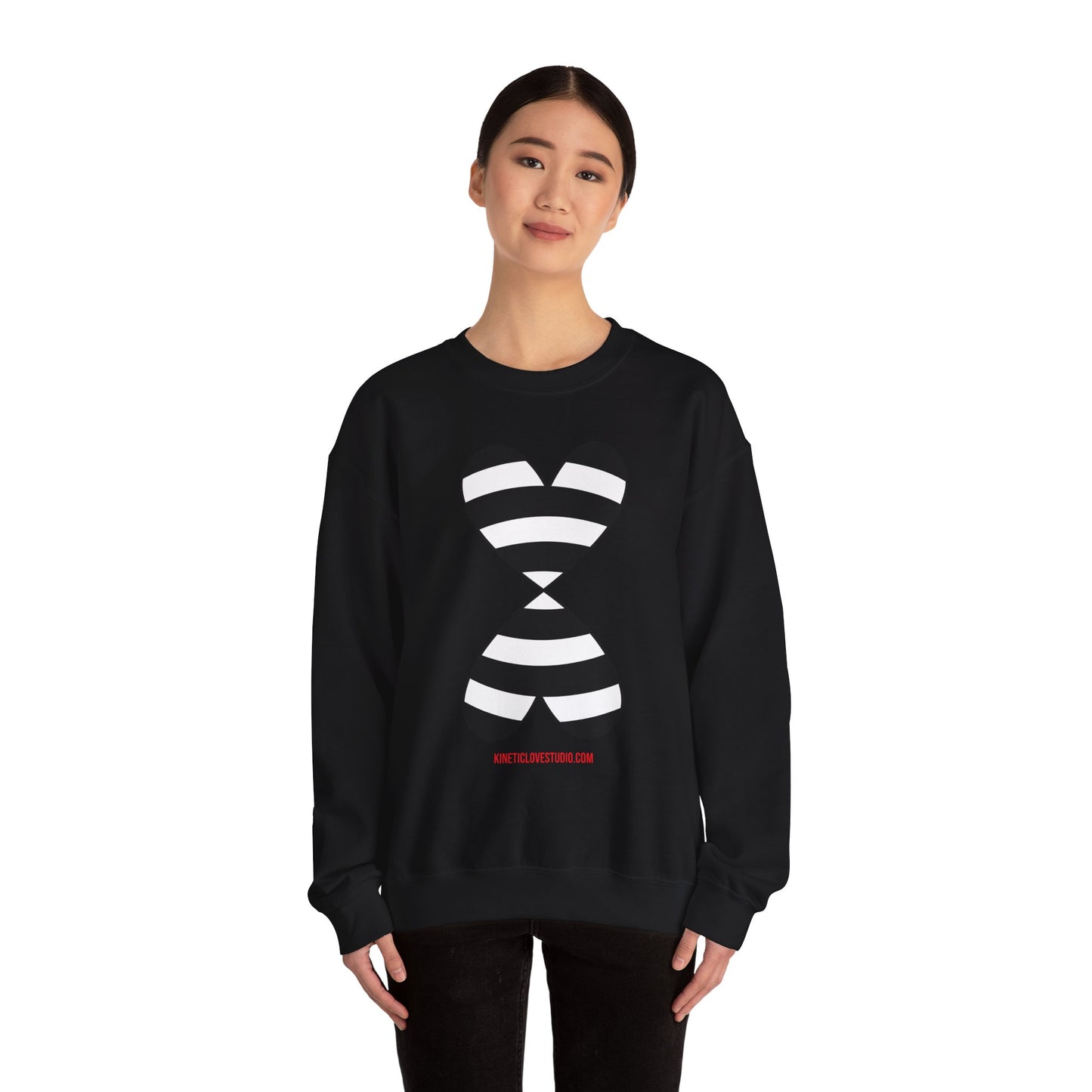 Black & White Striped Double Hearts Music Notes Sweatshirt FW24