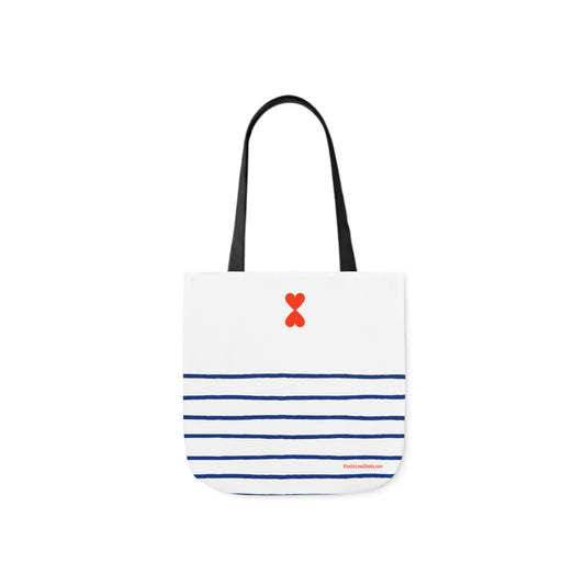 Canvas Tote Bag White Navy Stripes - French Chic Stylish Trendy Design