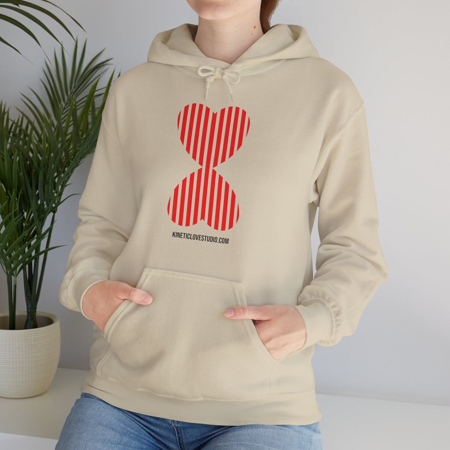 Paris Modern Design Striped Heart Navy Hooded Sweatshirt Hoodie - Modern Red Heart Design