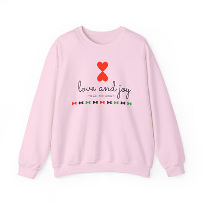 Christmas Love & Joy Modern Design Sweatshirt White Pink Blue - Holiday Edition Unisex