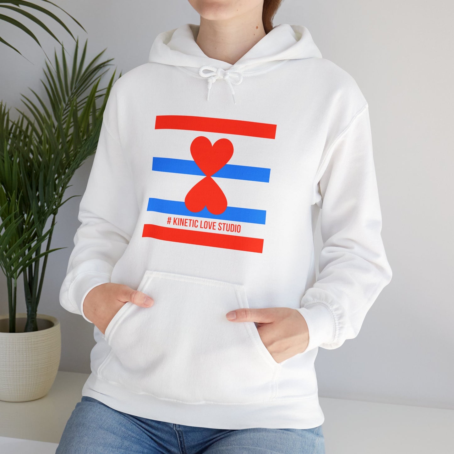 Paris Street Style French Chic Red Blue Stripes White Unisex Hoodie Heavy Blend™ Hooded Sweatshirt