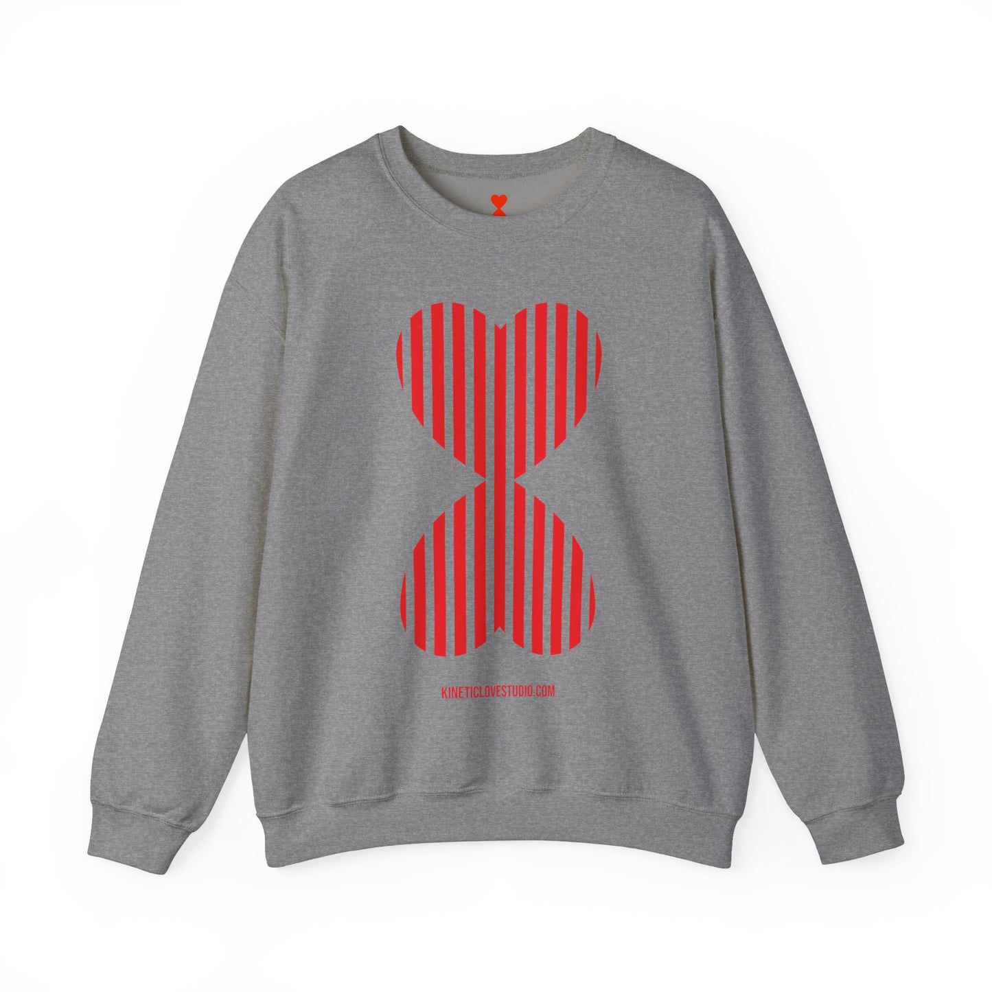 Red Striped Double Hearts Contemporary Design Unisex Sweatshirt - Signature Collection by Kinetic Love Studio