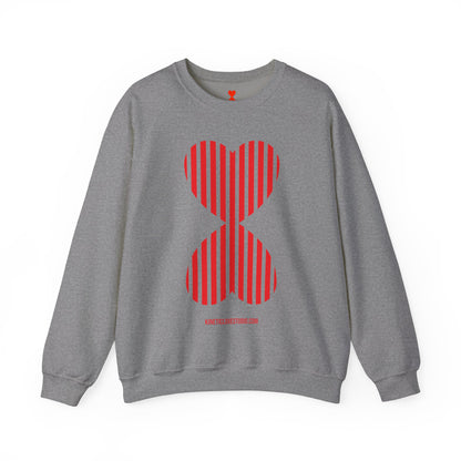 Paris Chic Red Striped Double Hearts Modern Design Khaki Green Unisex Sweatshirt - Signature Collection by Kinetic Love Studio