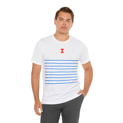 Signature Stripes & Double Heart T-Shirt Trench Chic Unisex Tee Express Delivery available