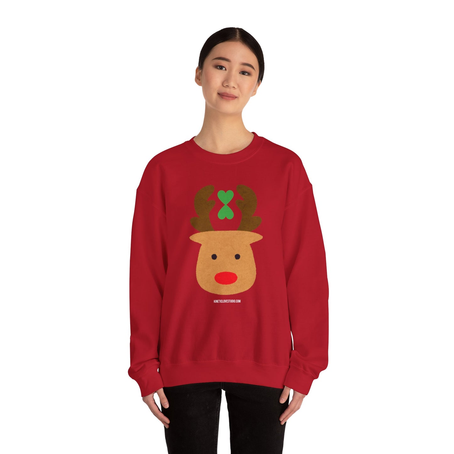 Christmas Reindeer Couple Sweatshirt Red - Modern Holiday Edition Unisex