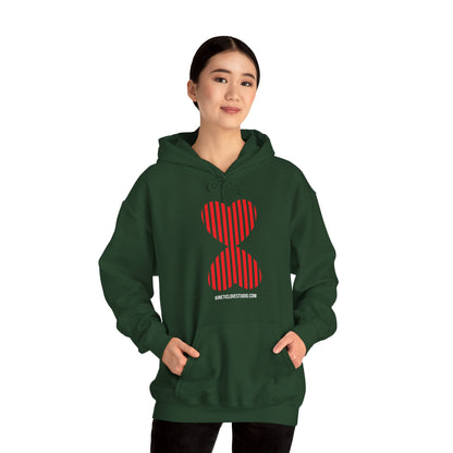 Paris Style Striped Heart Modern Design Khaki Hooded Sweatshirt Hoodie - Modern Red Heart Design