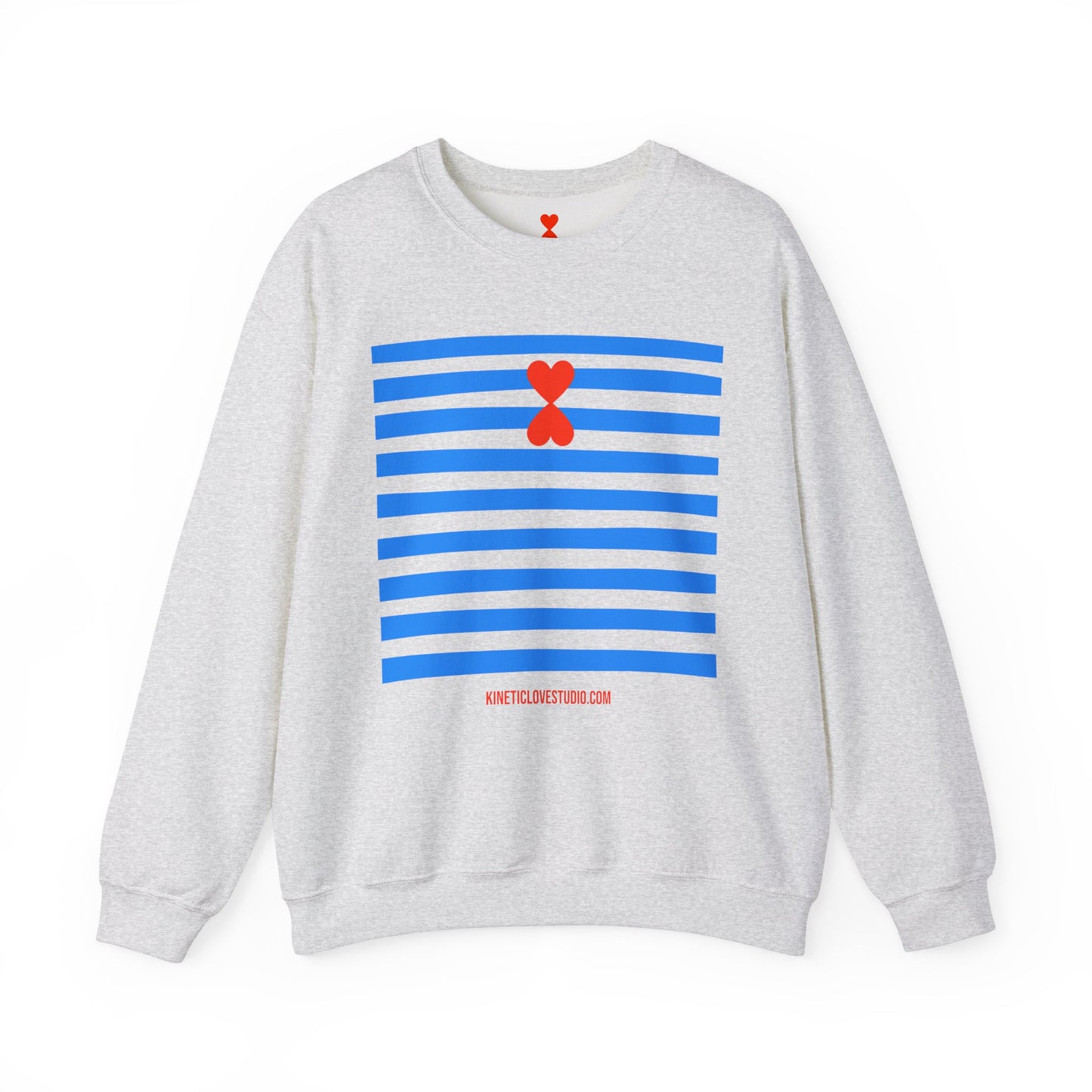 French Chic Crewneck Navy Sweatshirt - Blue Stripes Red Heart Contemporary Design