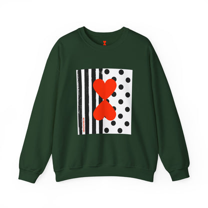 Dots & Stripes Red Heart Modern Design Blue Sweatshirt