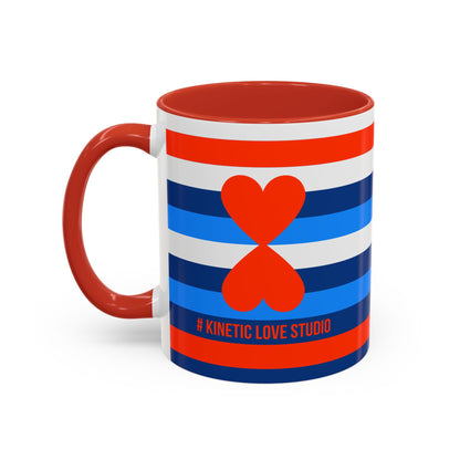 Coffee Mug Blue Red White Stripes Parisian Trendy Style Modern Contemporary Design