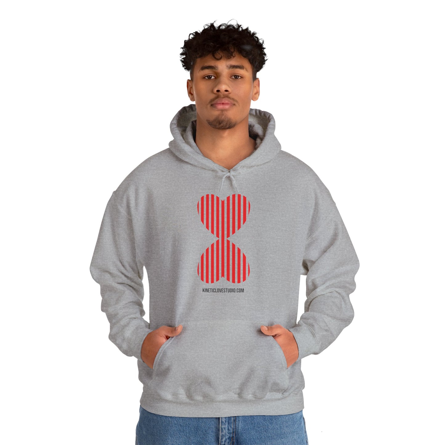 Paris Modern Design Striped Heart Navy Hooded Sweatshirt Hoodie - Modern Red Heart Design