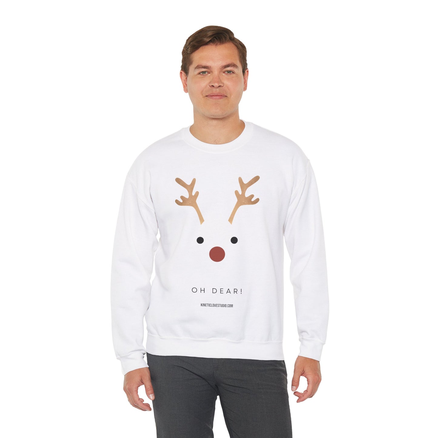 Reindeer Oh Dear Modern Sweatshirt White