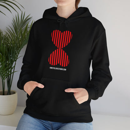 Paris Modern Design Striped Heart Navy Hooded Sweatshirt Hoodie - Modern Red Heart Design