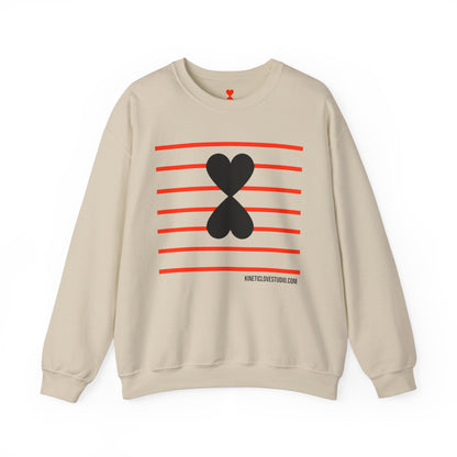 Red Stripes & Hearts Modern Design Unisex Sweatshirt - Signature Collection by Kinetic Love Studio