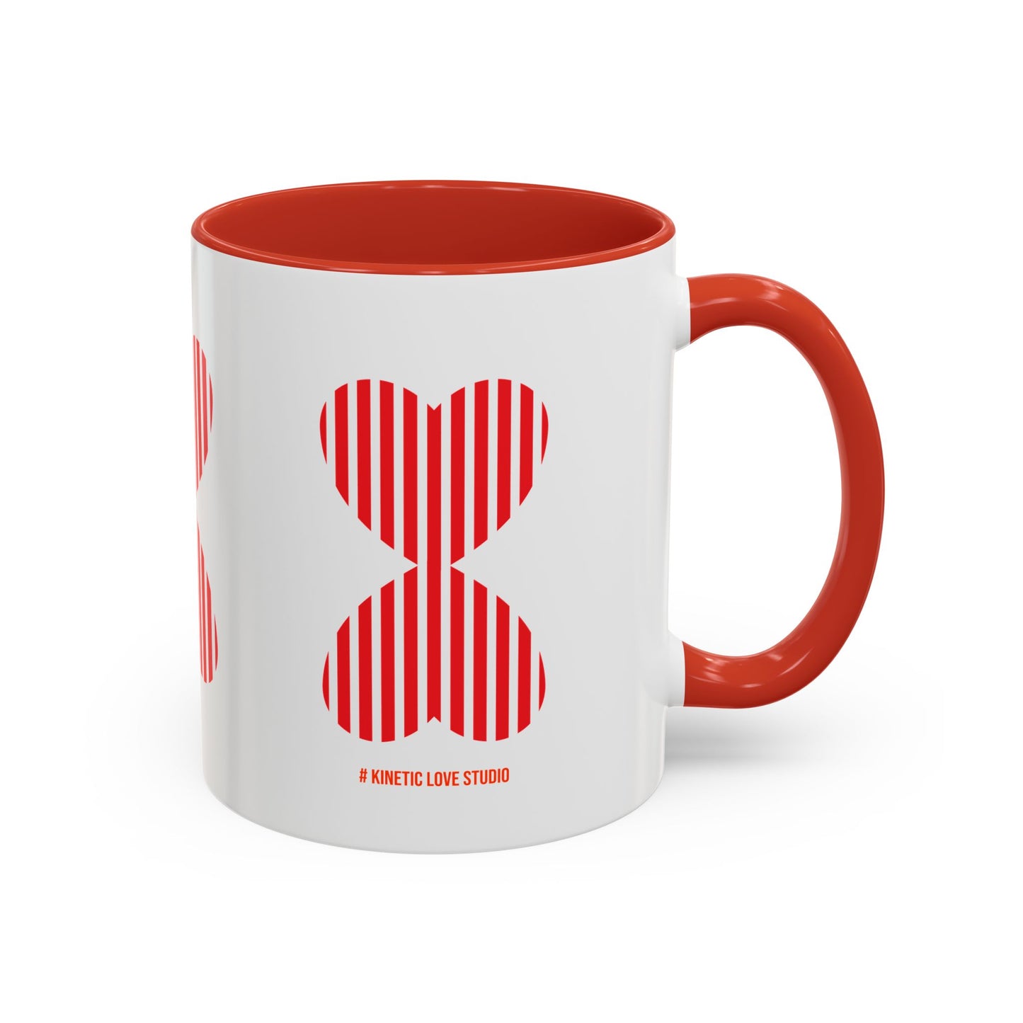 Coffee Mug Red Stripe Hearts Parisian Trendy Style Modern Contemporary Design