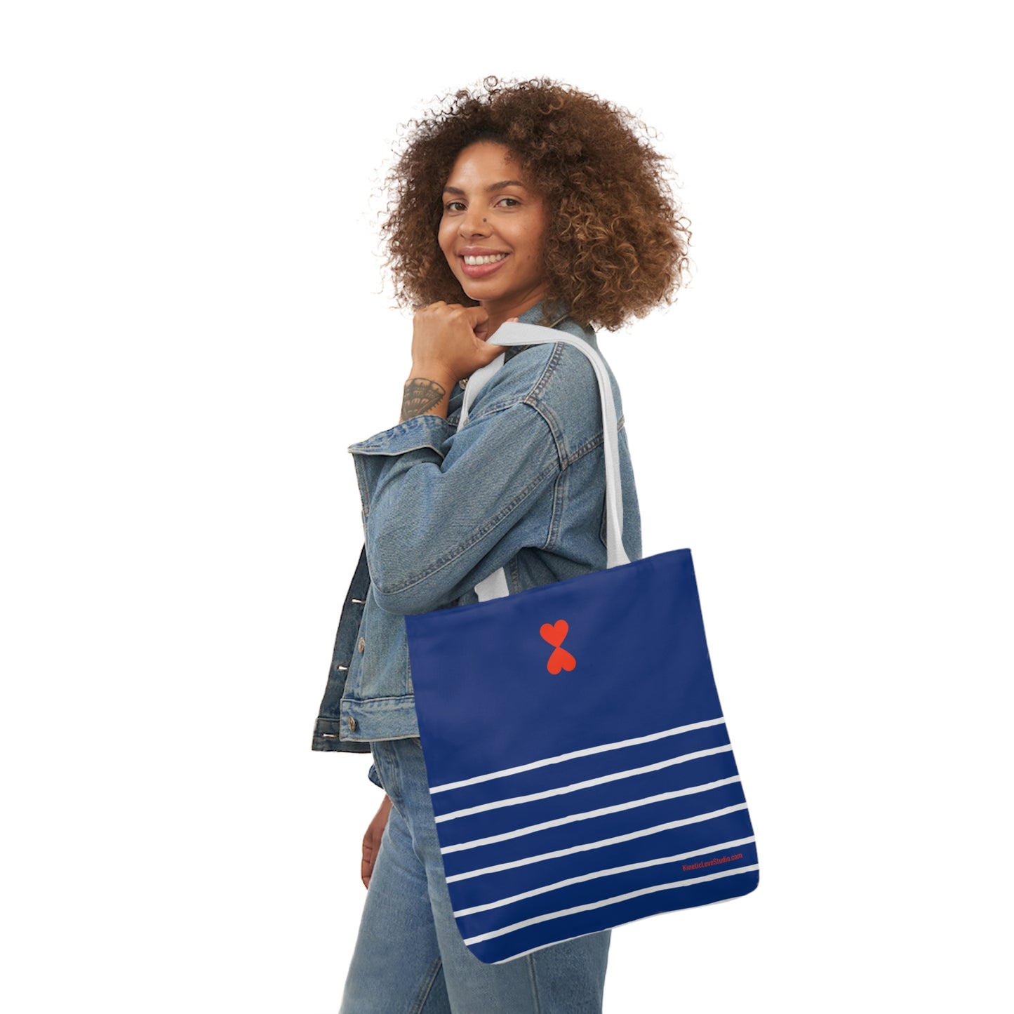 Canvas Tote Bag Navy - French Chic Stripes Stylish Trendy Design