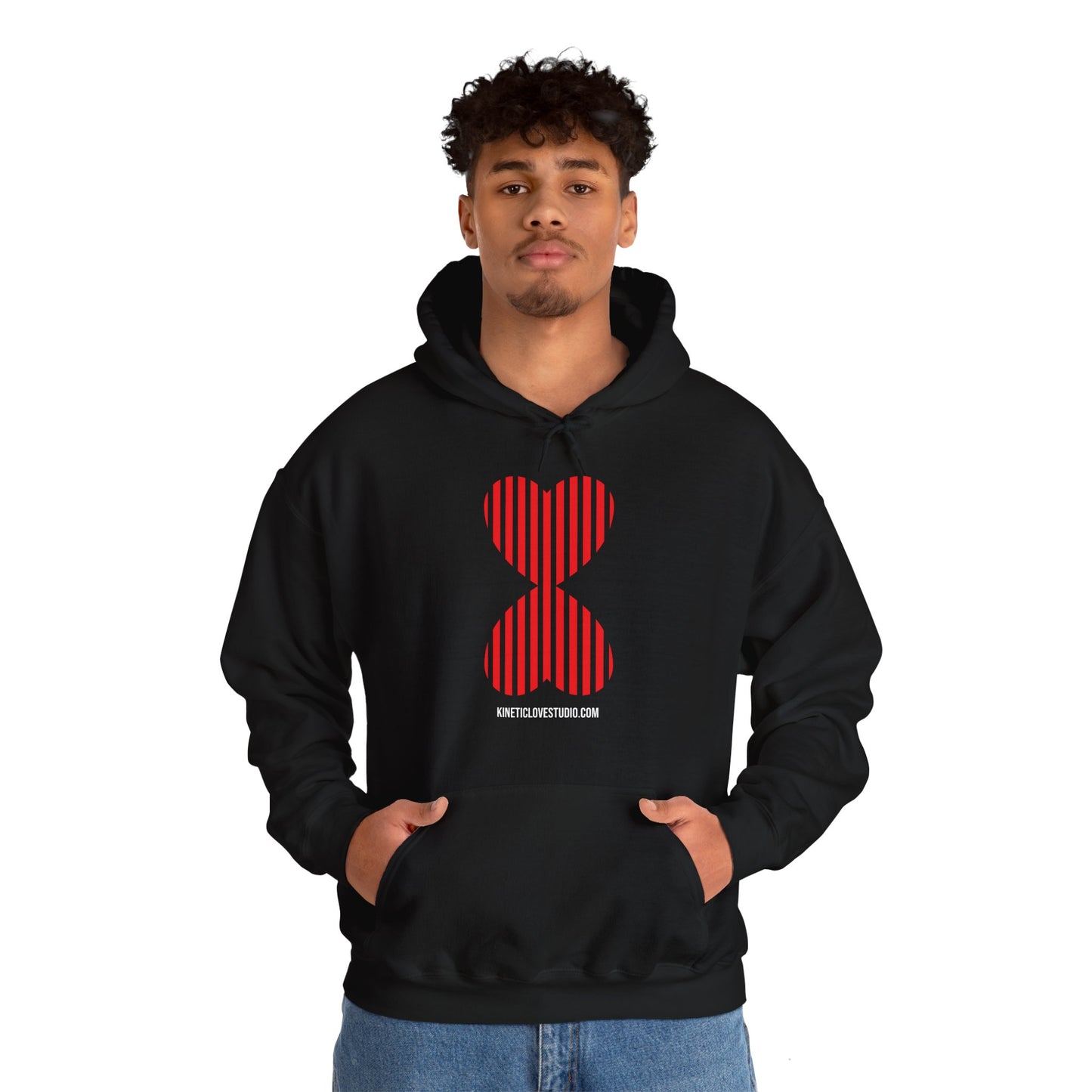 Paris Modern Design Striped Heart Navy Hooded Sweatshirt Hoodie - Modern Red Heart Design