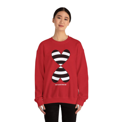 Black & White Striped Modern Double Hearts Red Sweatshirt F24