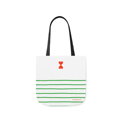 Canvas Tote Bag White Green Stripes - French Chic Stylish Trendy Design