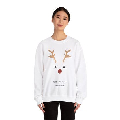 Reindeer Oh Dear Modern Sweatshirt White