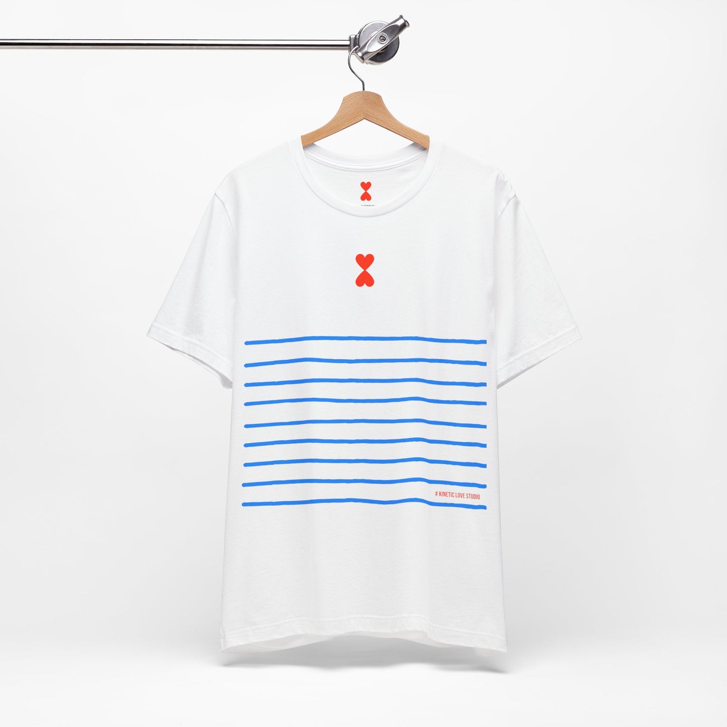 Signature Stripes & Double Heart T-Shirt Trench Chic Unisex Tee Express Delivery available