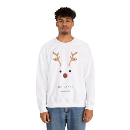 Reindeer Oh Dear Modern Sweatshirt White