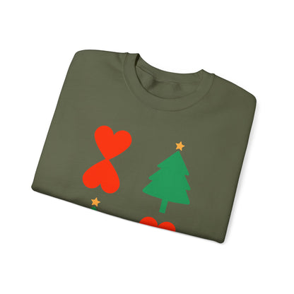 Christmas Trees & Heart Modern Sweatshirt Green Unisex