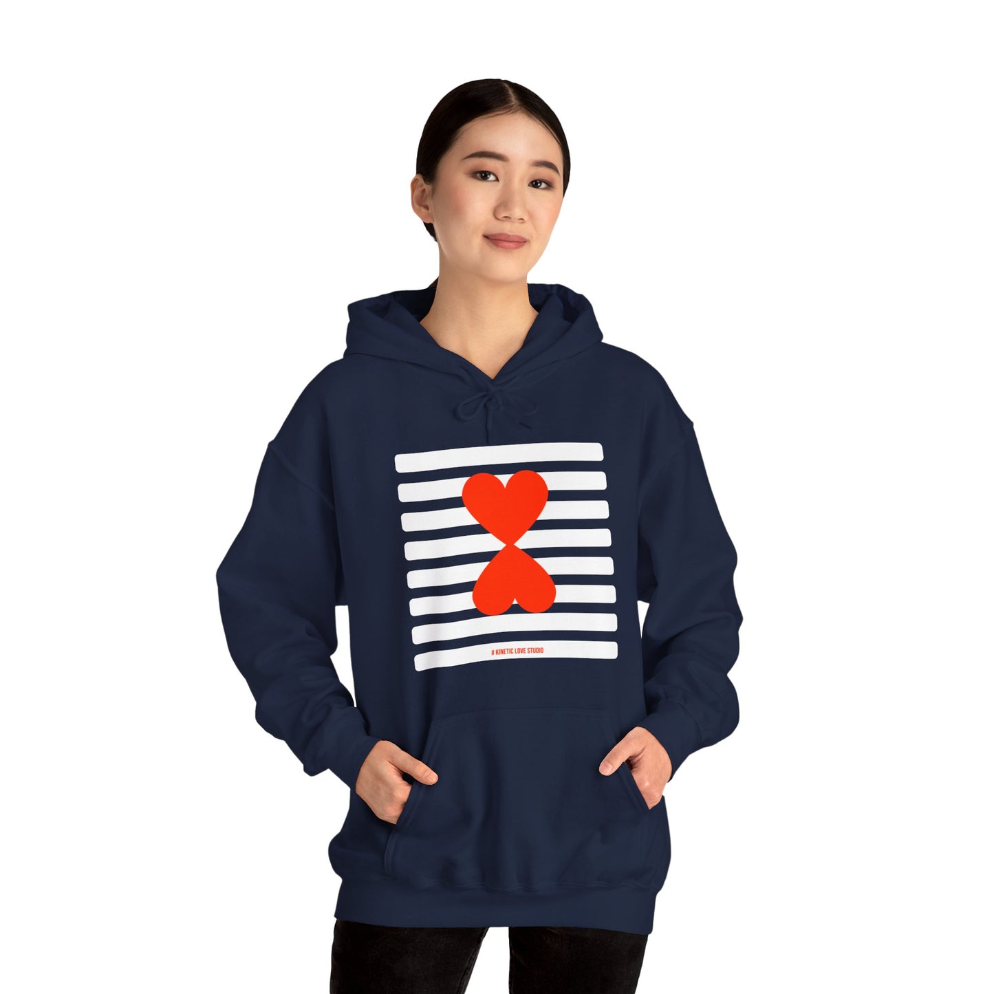 Paris Street Style Couple Hoodie - Stripes & Double Heart Design