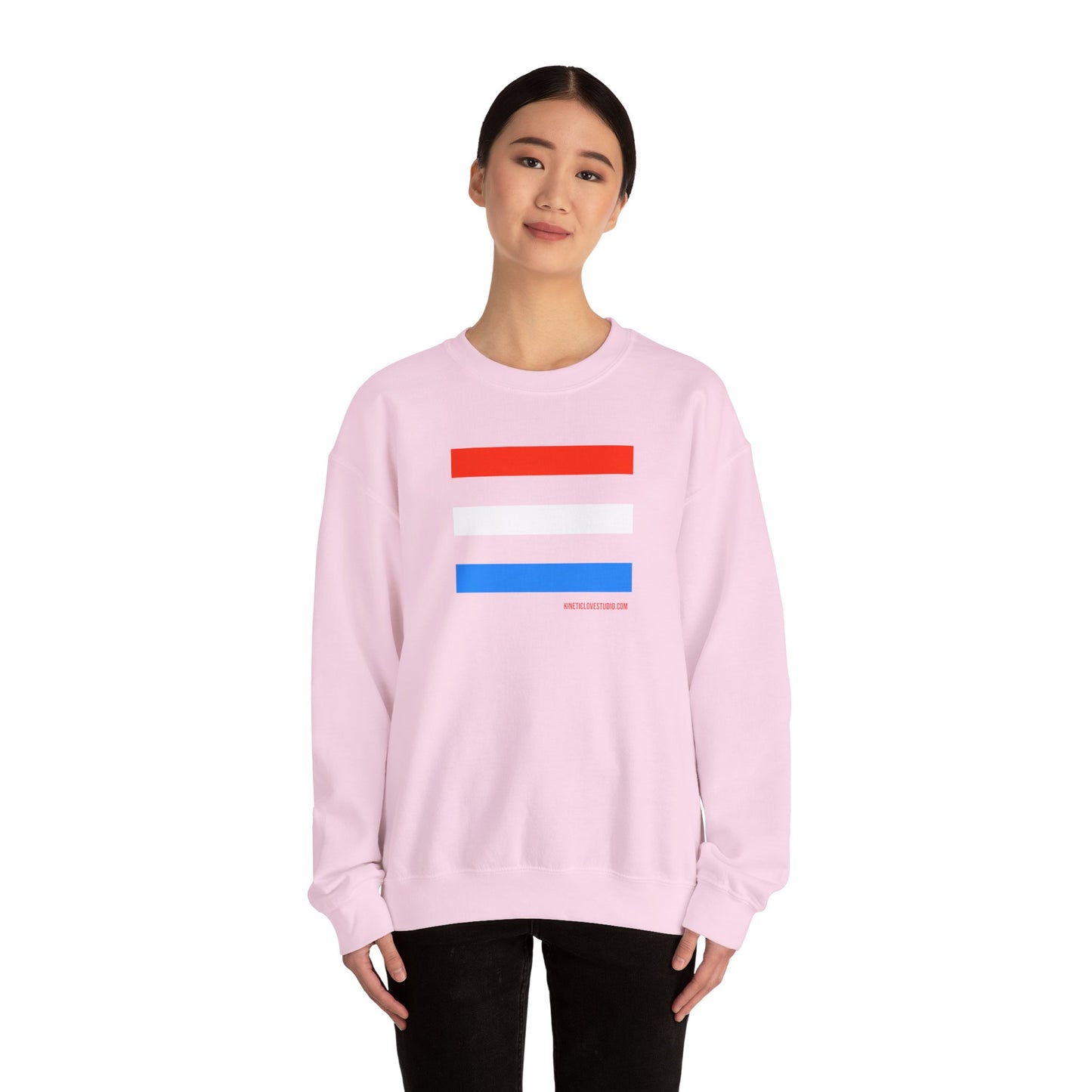 French Chic Tri-Color Stripes Stylish Unisex Sweatshirt - Blue Stripes Red Heart Contemporary Design