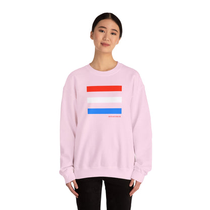 French Chic Tri-Color Stripes Stylish Unisex Blue Sweatshirt - Blue Stripes Red Heart Contemporary Design