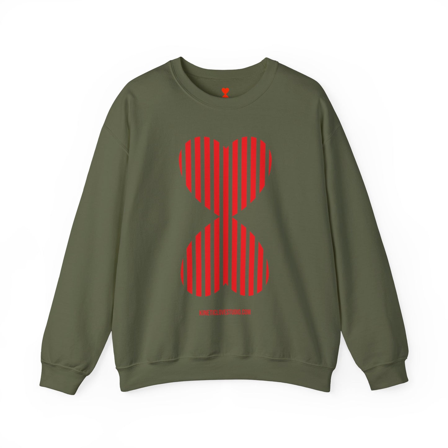 Paris Street Style Red Striped Double Hearts Modern Design White Unisex Sweatshirt - Signature Collection by Kinetic Love Studio