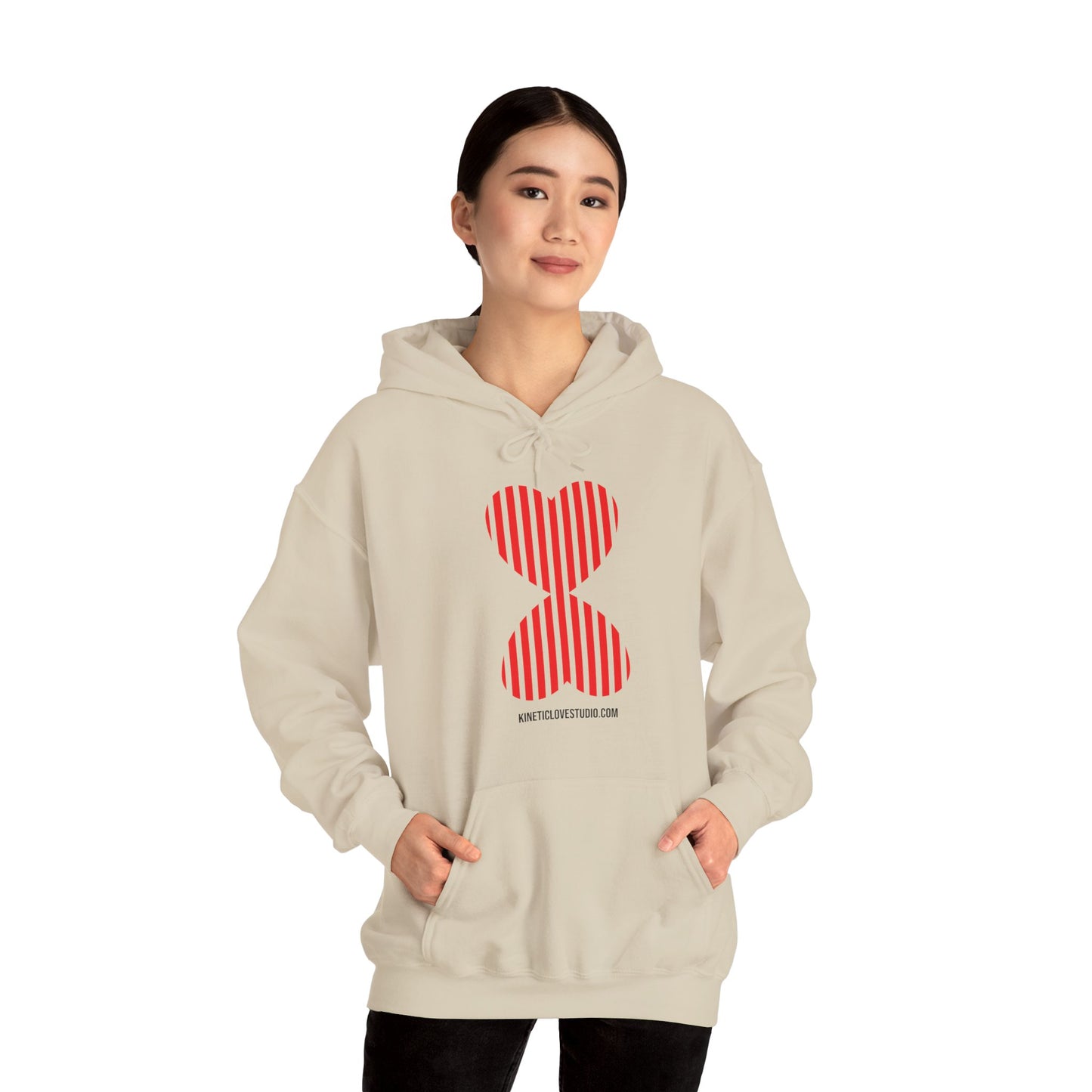 Paris Modern Design Striped Heart Navy Hooded Sweatshirt Hoodie - Modern Red Heart Design