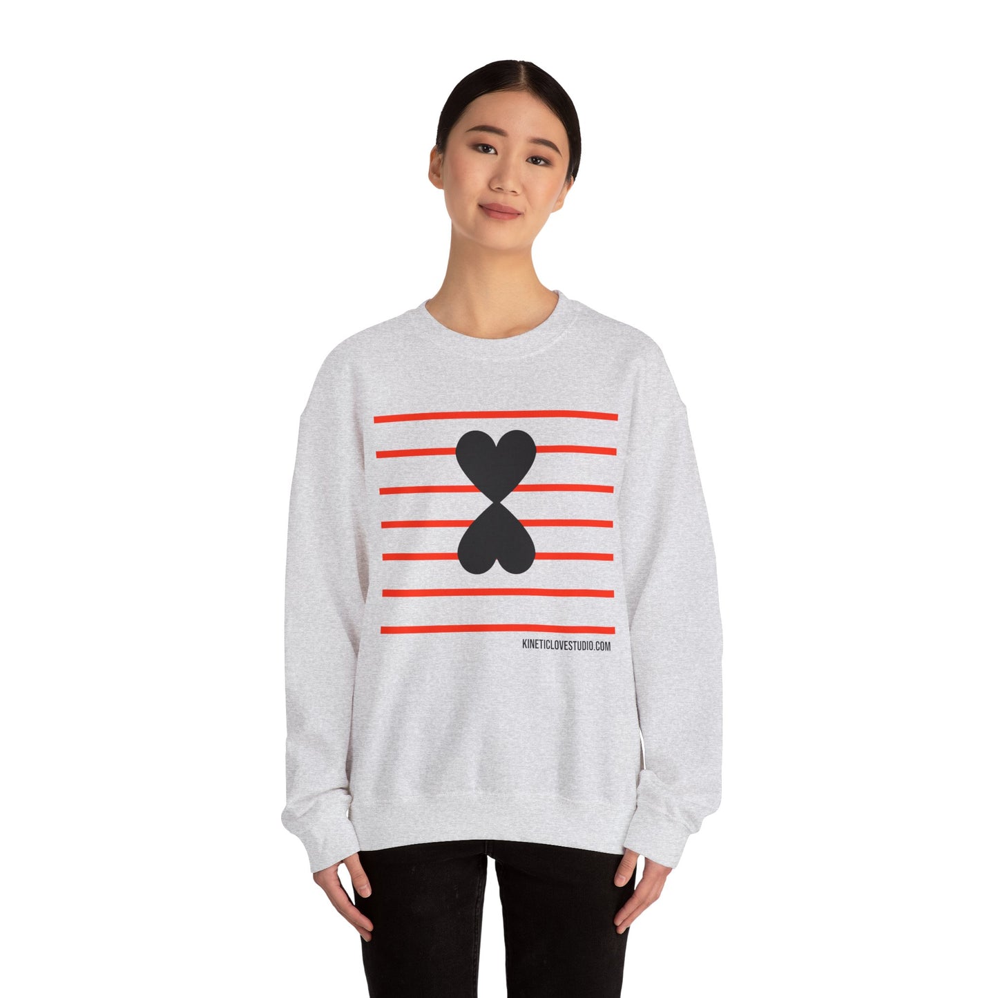 Red Stripes & Hearts Modern Design Unisex Sweatshirt - Signature Collection by Kinetic Love Studio