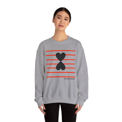 Red Stripes & Hearts Modern Design Unisex Sweatshirt - Signature Collection by Kinetic Love Studio