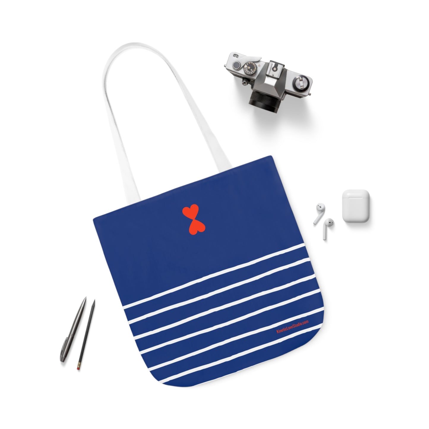 Canvas Tote Bag Navy - French Chic Stripes Stylish Trendy Design